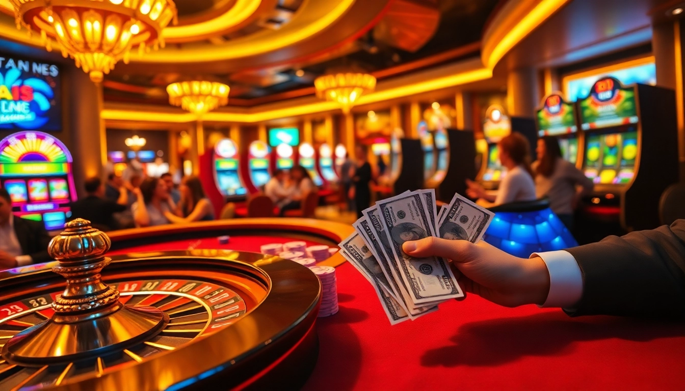 i1dompet players engaging at a vibrant roulette table, showcasing the excitement of online gambling.