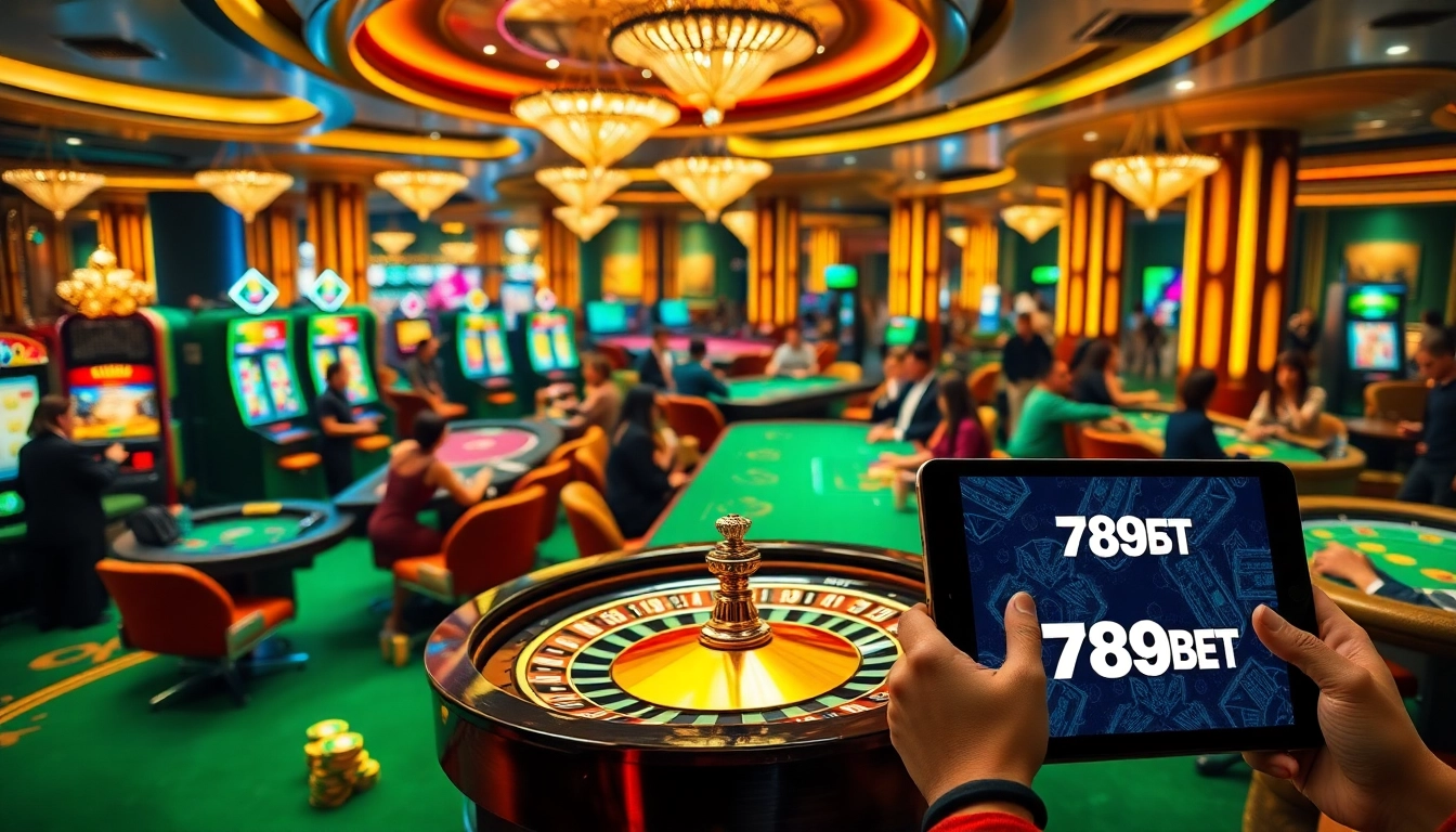 Experience the thrill of 789BET casino gaming with vibrant slot machines and poker tables.