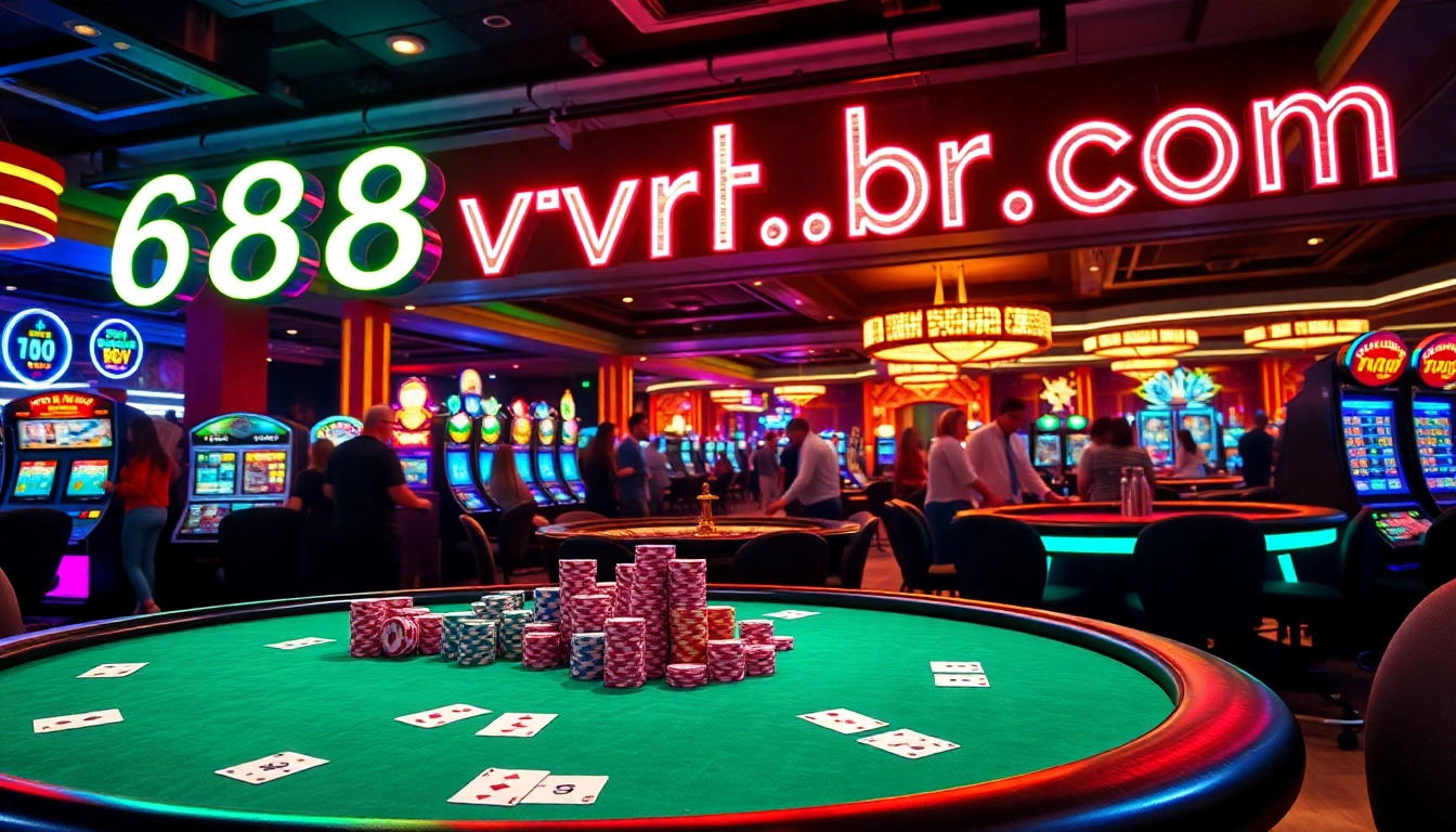 Explore the exciting gaming atmosphere at 688vbr.br.com with vibrant casino tables and engaging players.