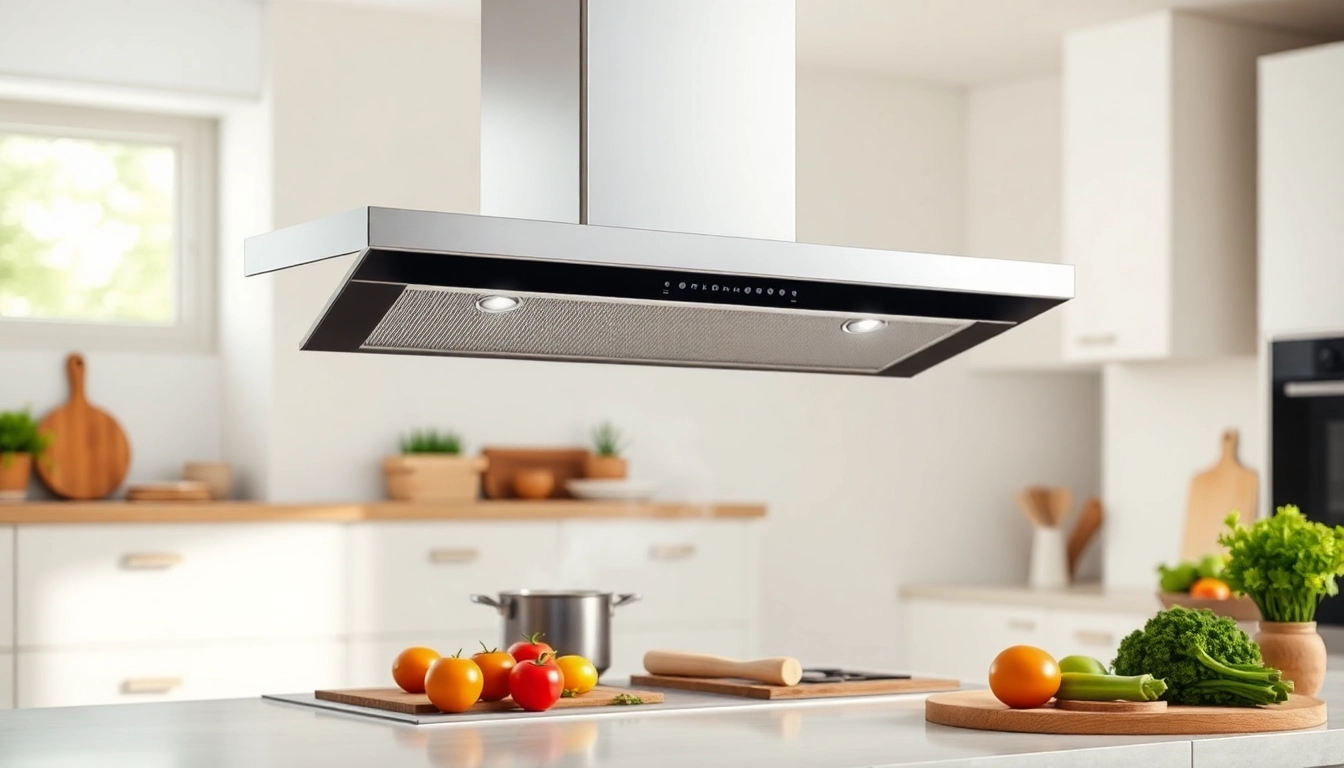 Ciarra portable range hood featured in a modern kitchen, showcasing sleek design and functionality.