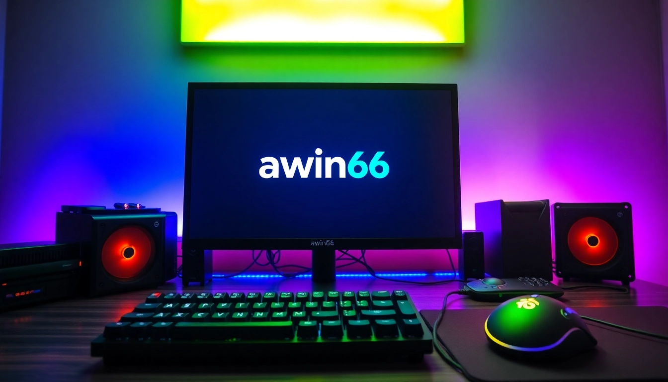 Join the excitement of awin66 with a vibrant gaming setup featuring modern peripherals.