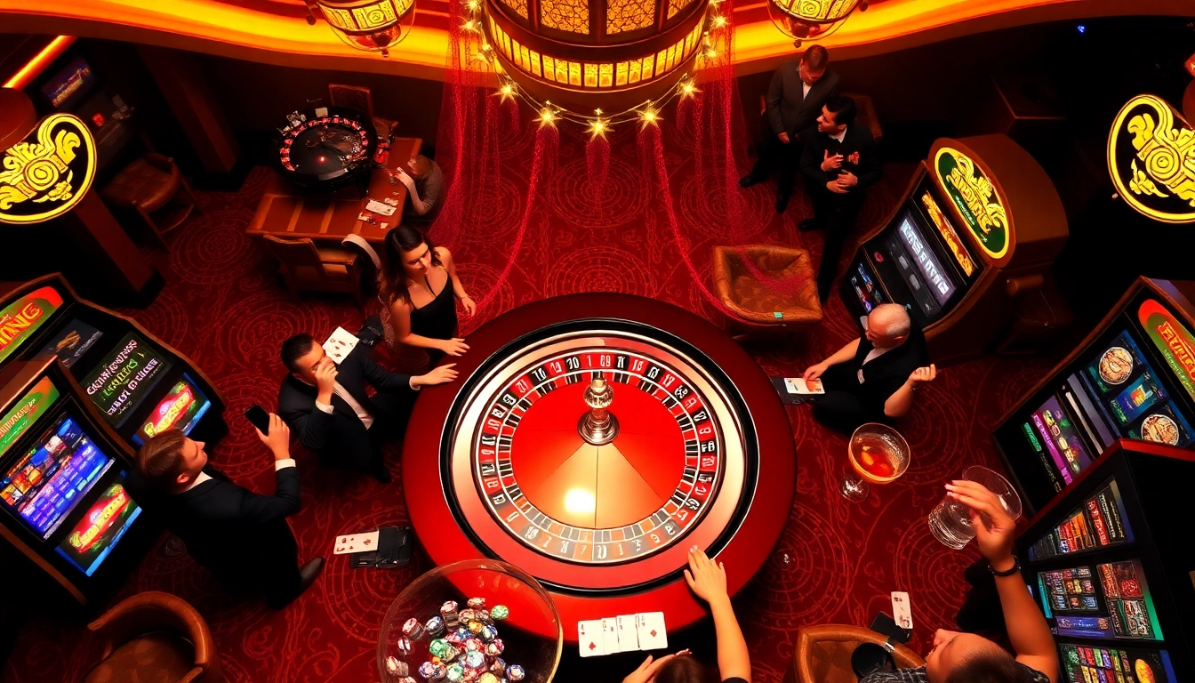Experience the excitement of king88 as players engage at a roulette table in a luxurious casino setting.