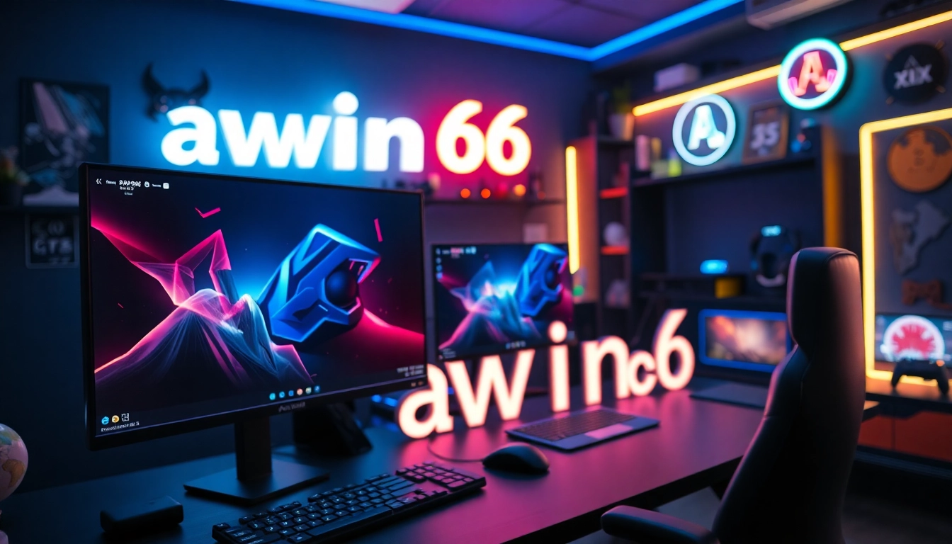 Engage with awin66 in a vibrant gaming room showcasing advanced gaming setup.